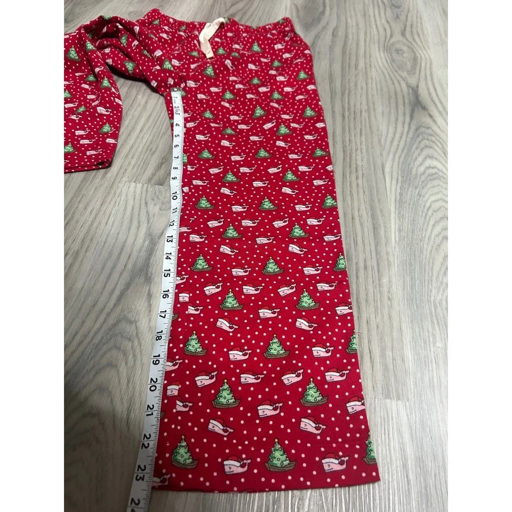 Vineyard Vines kids Santa Whale Flannel Loungewear Pant Cotton M Red‎ Christmas